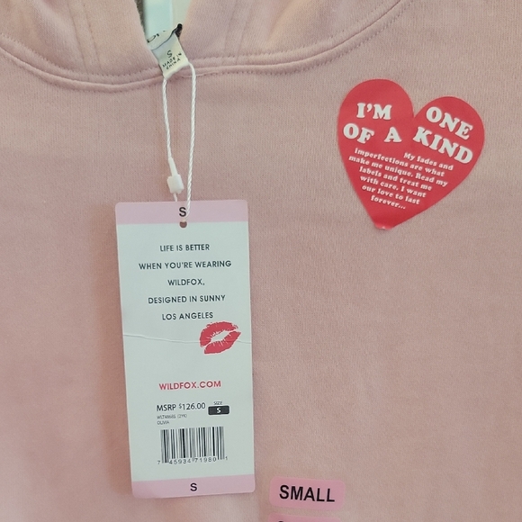 NWT WILDFOX Tie Dye Hoodie Pink Purple Kangaroo Pocket $126 - Picture 3 of 8